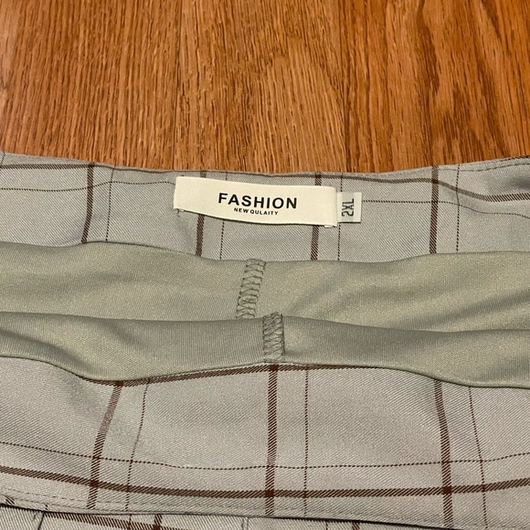 High Waisted A-line Pleated Skater Tennis Skirt Blue Gray Brown Stripe - Picture 8 of 10